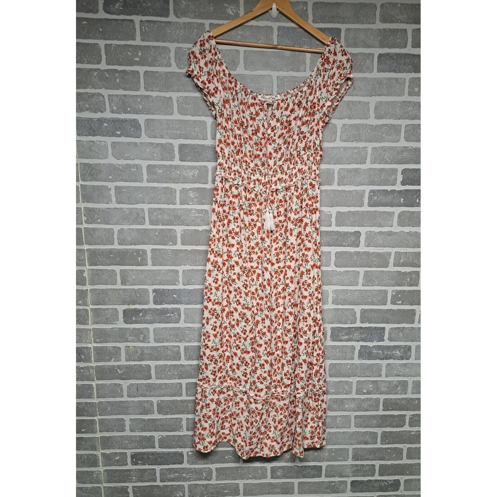 Vine And Valley Womens Floral Tassel Shoulder‎ Off Flare Maxi Dress Size XL